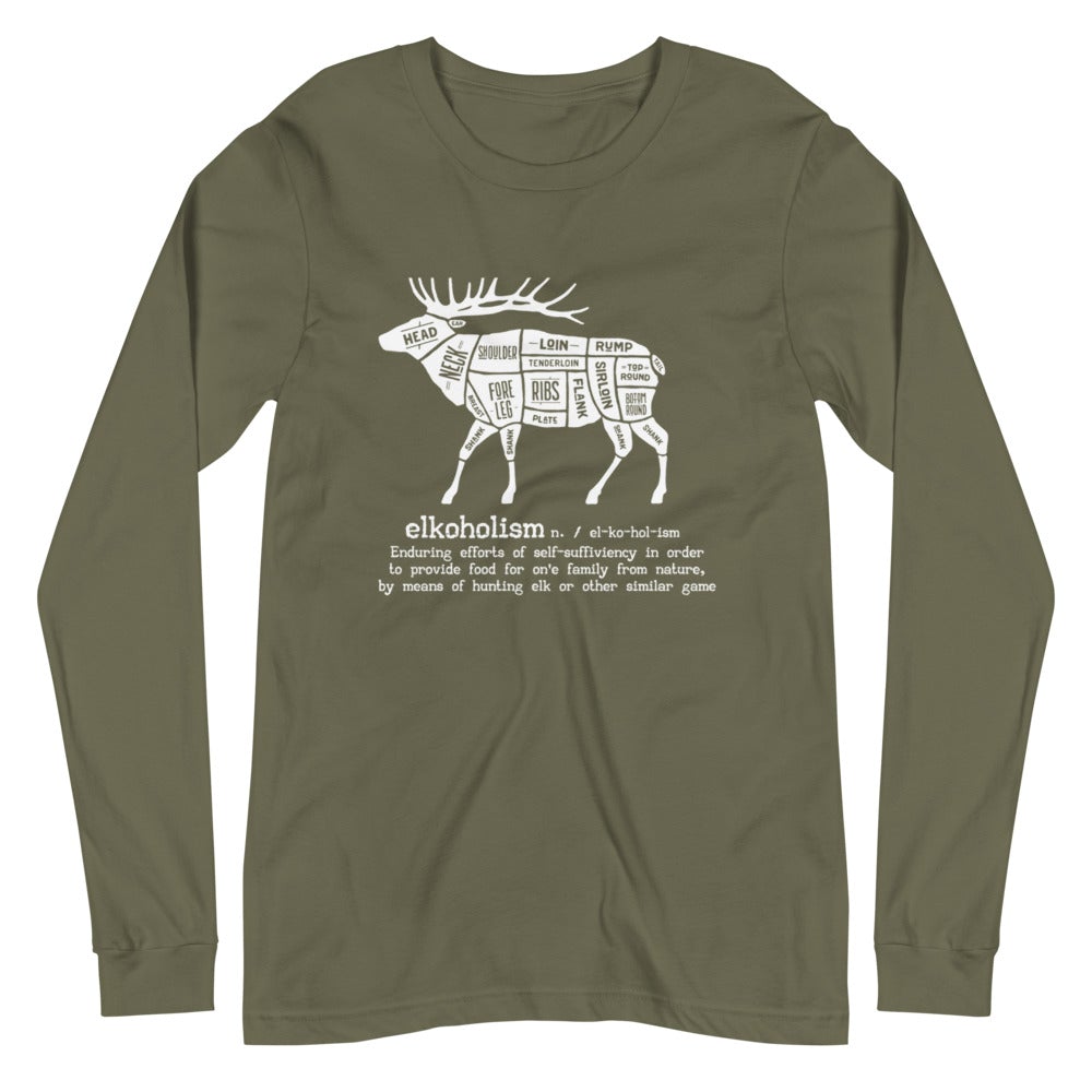 Elkoholism Unisex Long Sleeve Tee - Outdoors Thrill