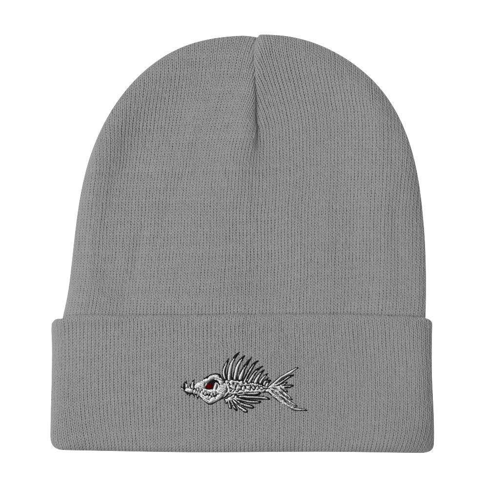 Fish Bone Embroidered Beanie - Printful - Outdoors Thrill
