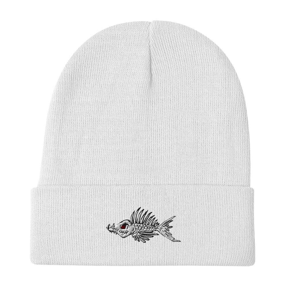 Fish Bone Embroidered Beanie - Printful - Outdoors Thrill
