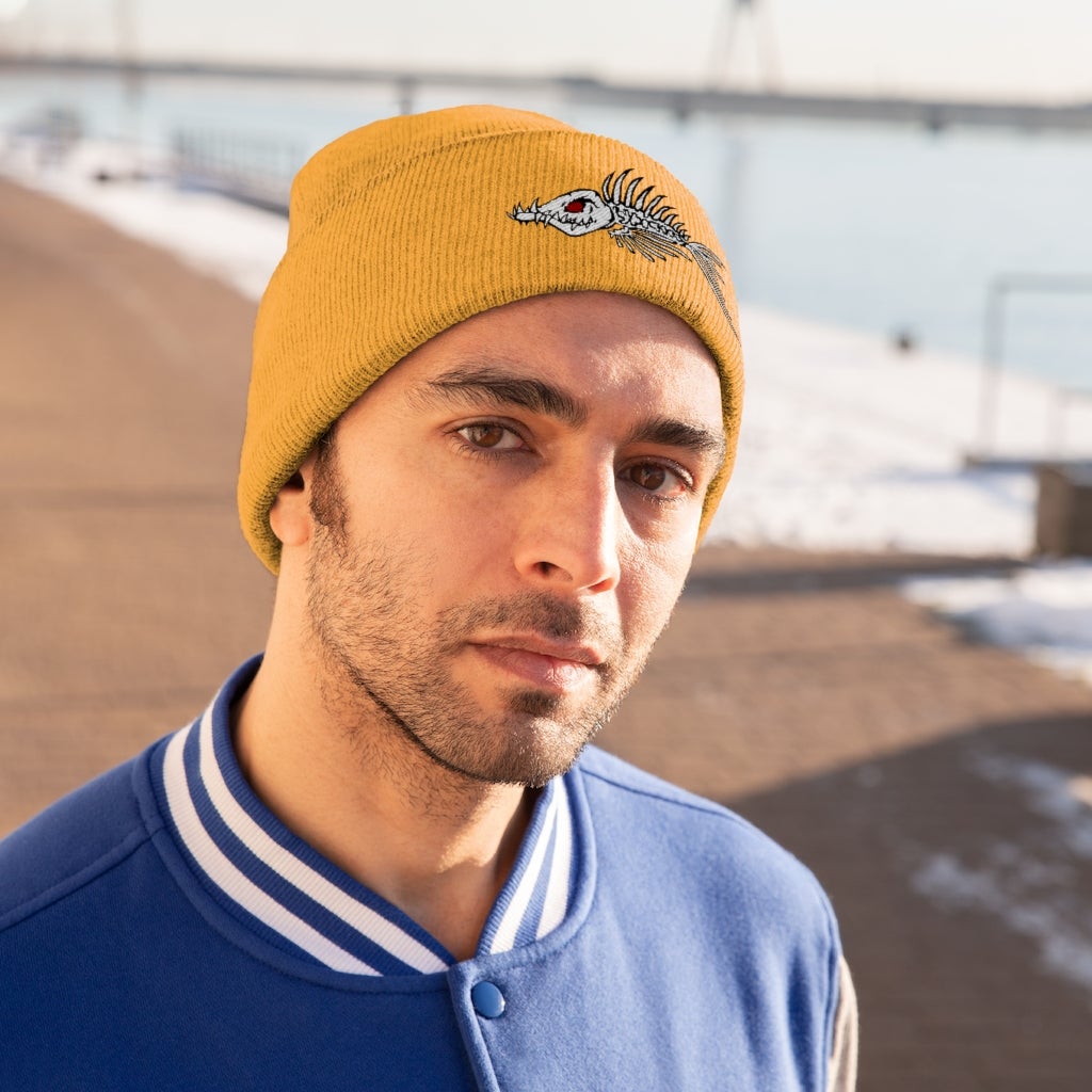 Fish Bone Knit Beanie - Printify - Outdoors Thrill