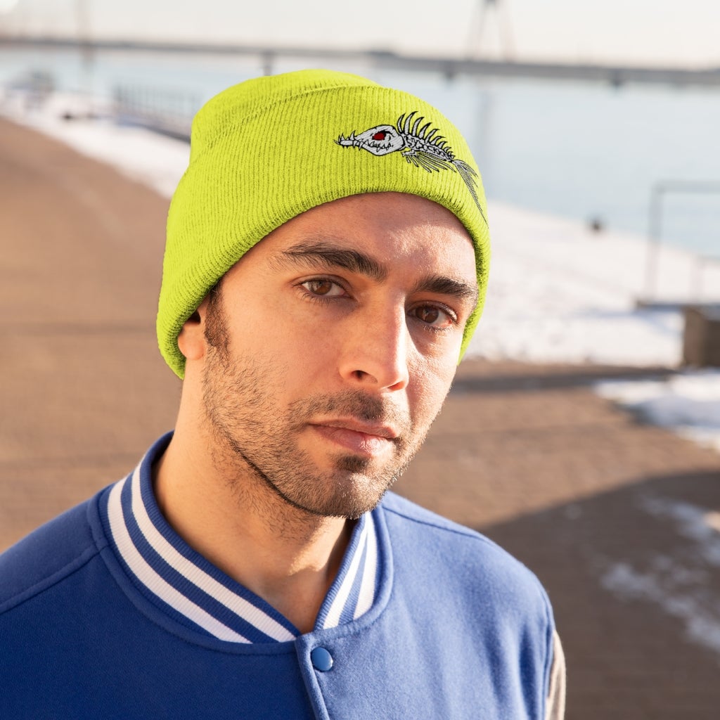 Fish Bone Knit Beanie - Printify - Outdoors Thrill