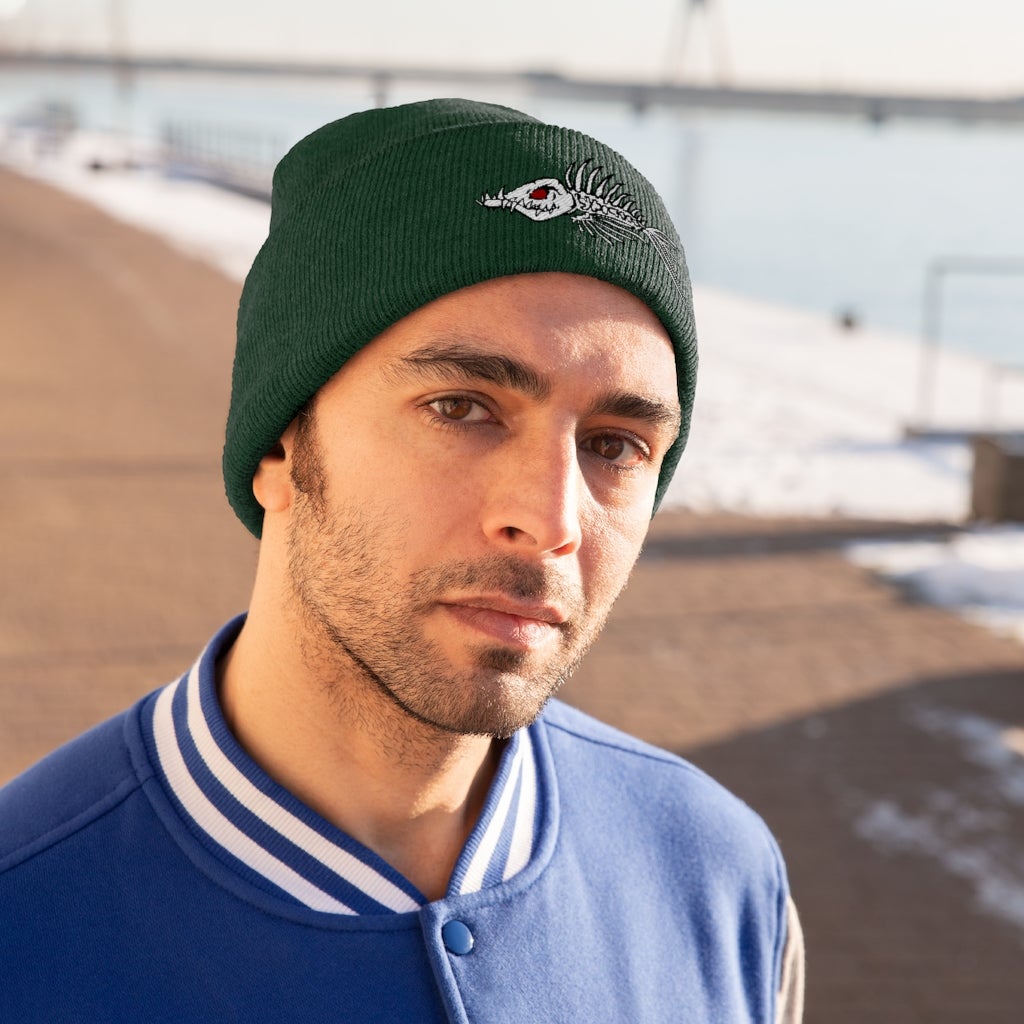Fish Bone Knit Beanie - Printify - Outdoors Thrill
