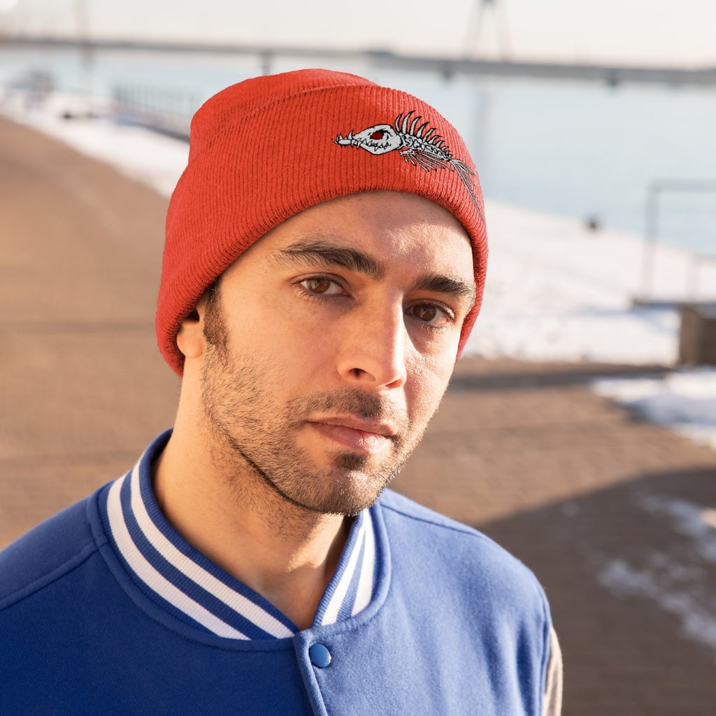 Fish Bone Knit Beanie - Printify - Outdoors Thrill