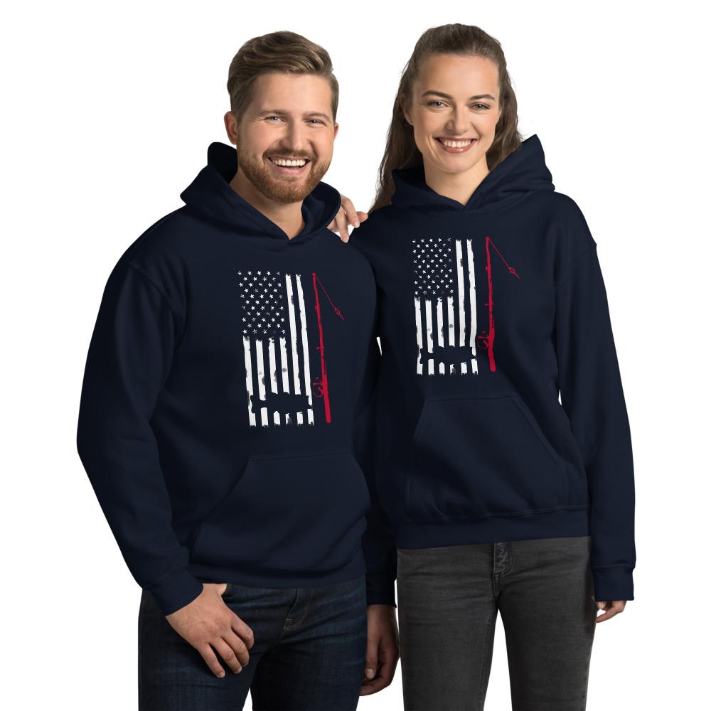 Fishing Shirt - American Fisherman Unisex Hoodie - Outdoors Thrill