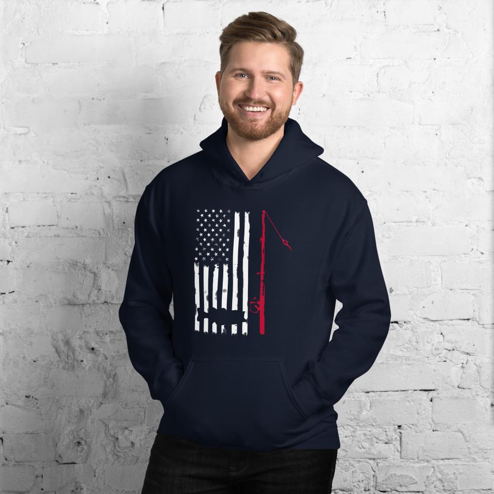 Fishing Shirt - American Fisherman Unisex Hoodie - Outdoors Thrill