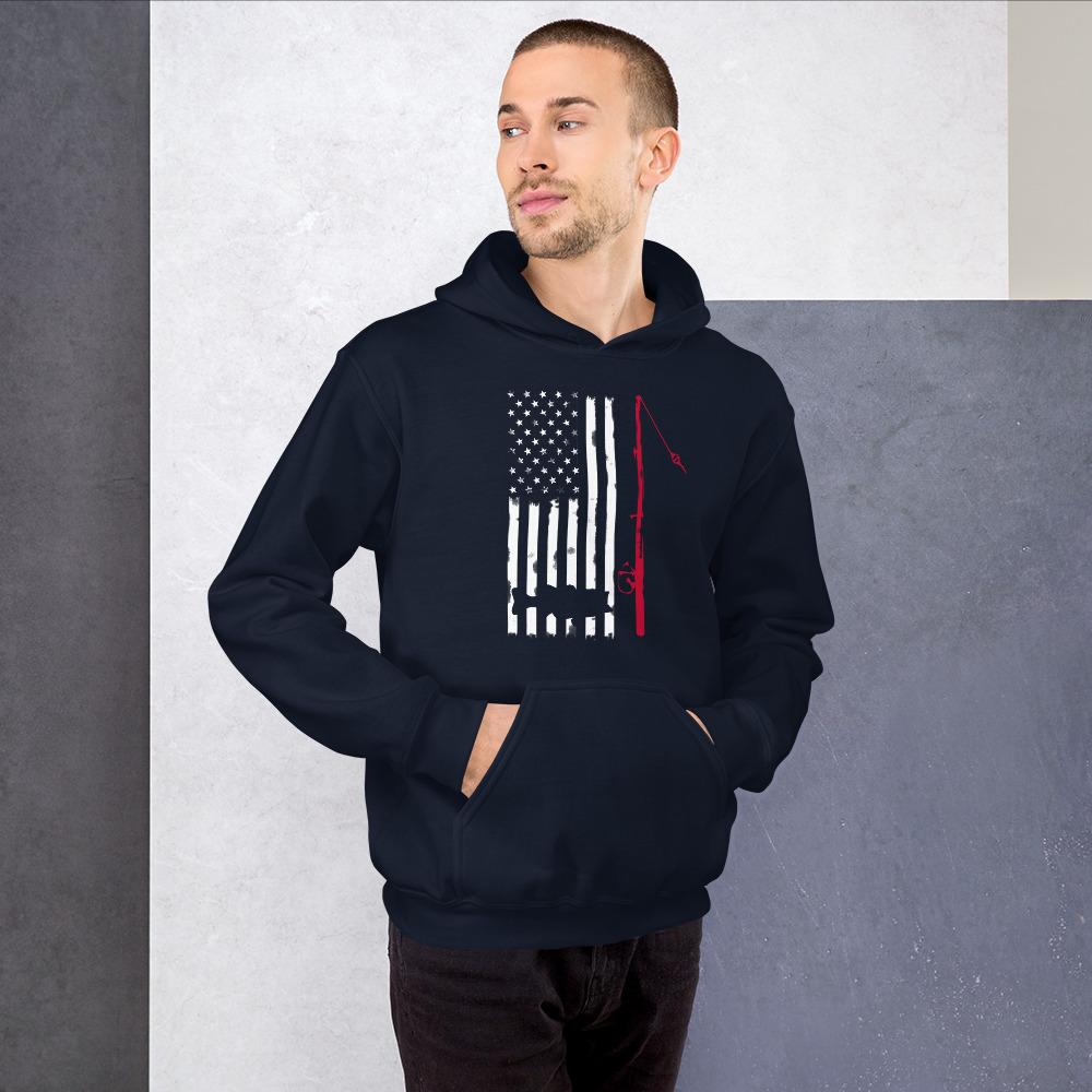 Fishing Shirt - American Fisherman Unisex Hoodie - Outdoors Thrill