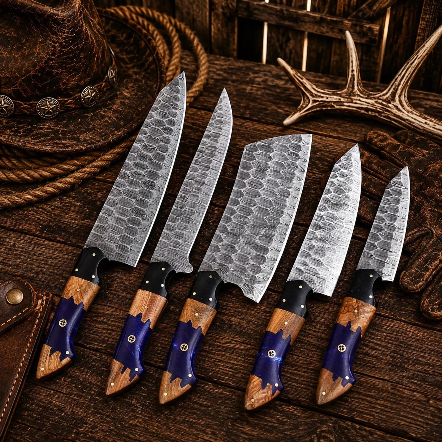 Artisan Damascus Chef Knife Set – Professional Kitchen Collection