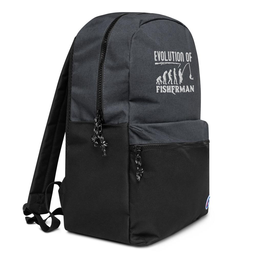 Evolutions Of Fisherman Embroidered Champion Backpack - Outdoors Thrill