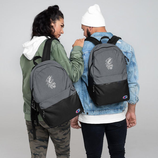 Fishing Day Embroidered Champion Backpack - Outdoors Thrill