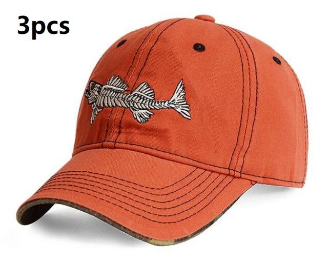 New Summer Fashion Caps Cotton Baseball Hats Adjustable Hiphop Fish Bone Cattoon Pattern Embroidery Sun For Men Women