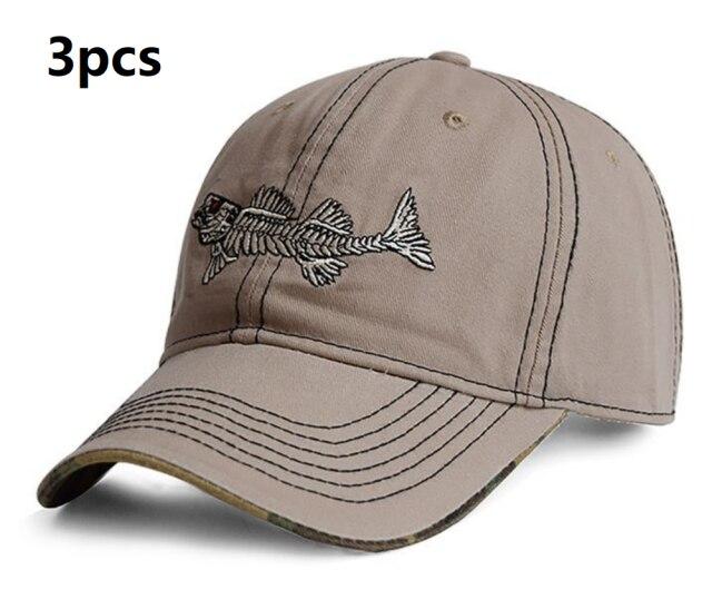 New Summer Fashion Caps Cotton Baseball Hats Adjustable Hiphop Fish Bone Cattoon Pattern Embroidery Sun For Men Women